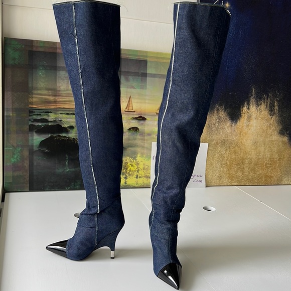 Giuseppe Zanotti all over denim side functional button 6M(36)knee hi boots